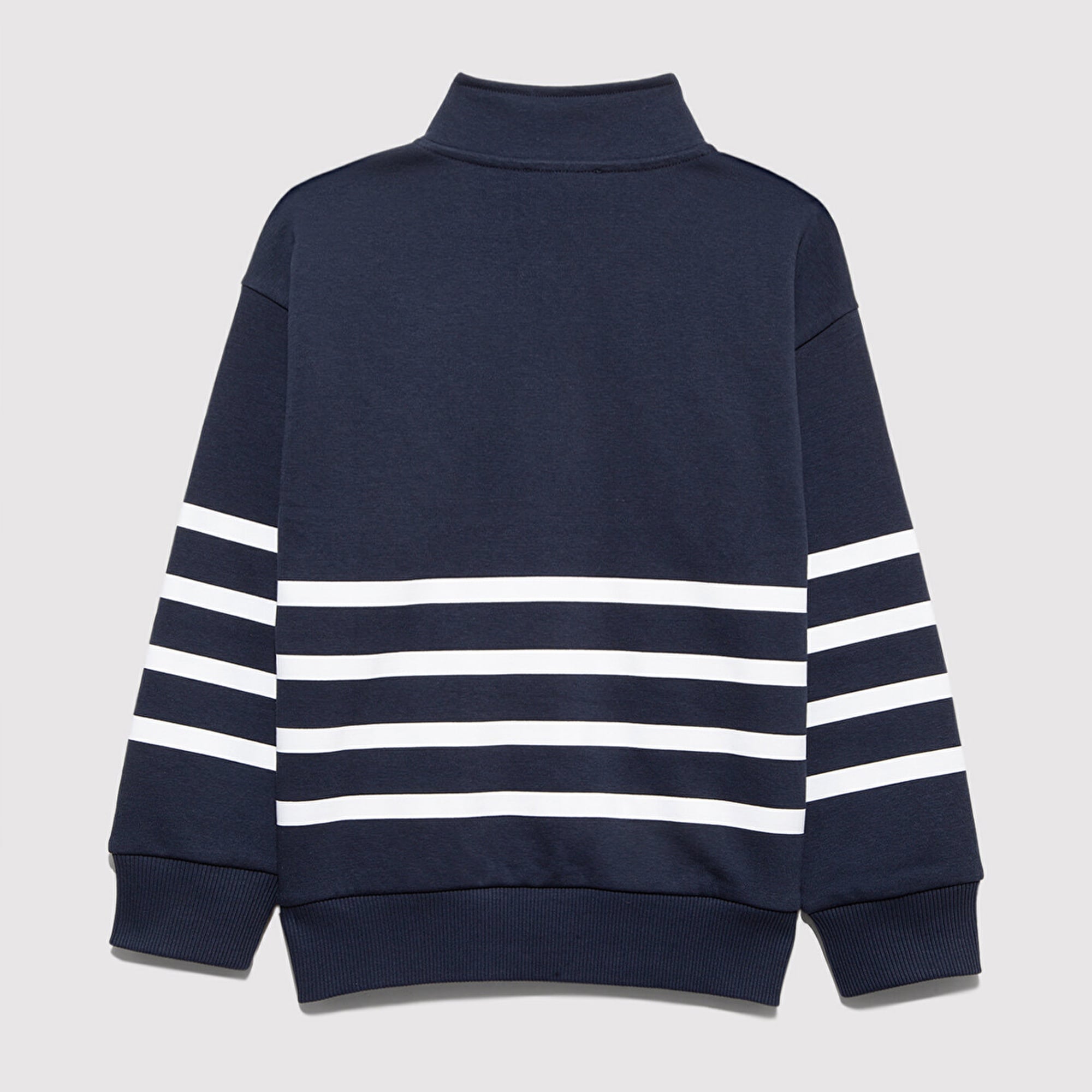 Mavi Yarı Fermuarlı Çizgili Sweatshirt 6S10067-82318