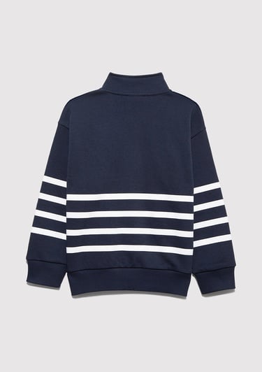  Mavi Yarı Fermuarlı Çizgili Sweatshirt 6S10067-82318