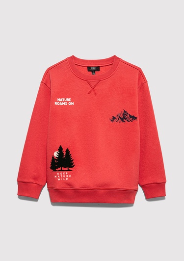  Mavi Nature Roams On Baskılı Turuncu Sweatshirt 6S10148-71079