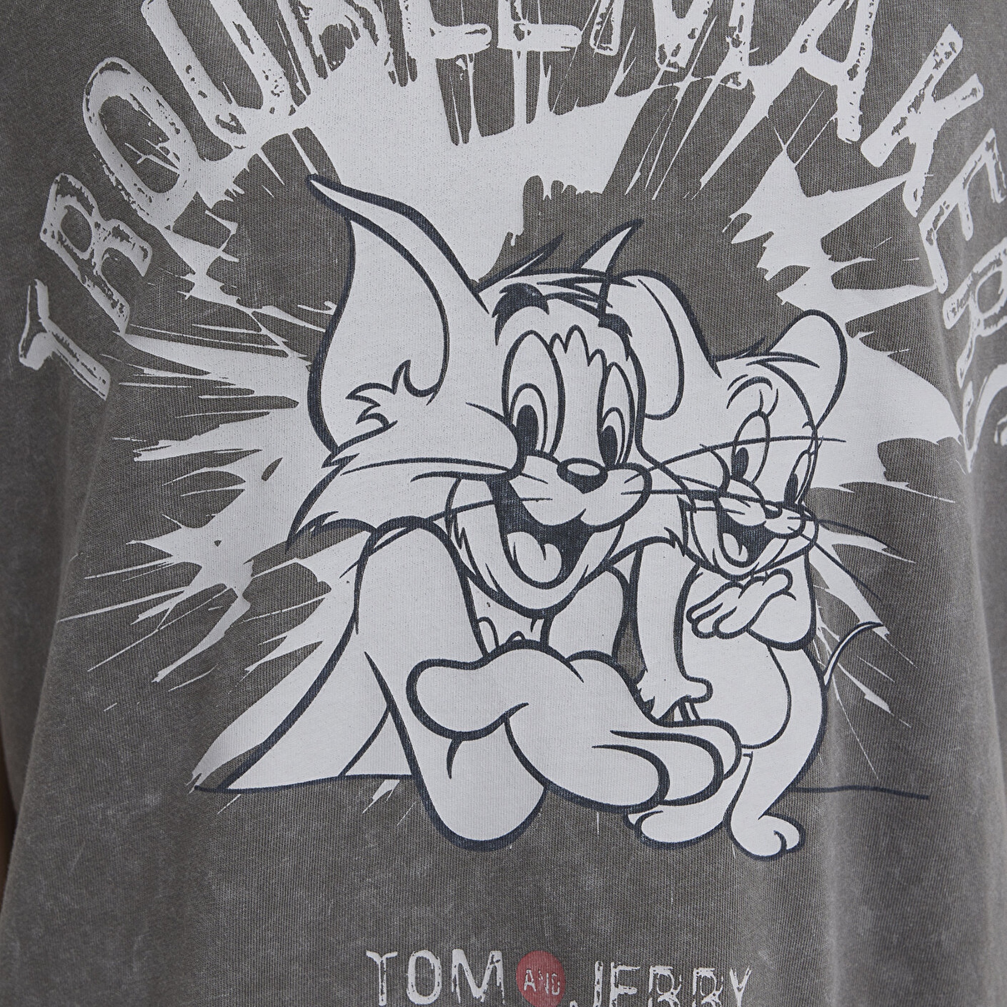 Mavi Tom ve Jerry Baskılı Haki Tişört Loose Fit / Bol Rahat Kesim 1614043-71553