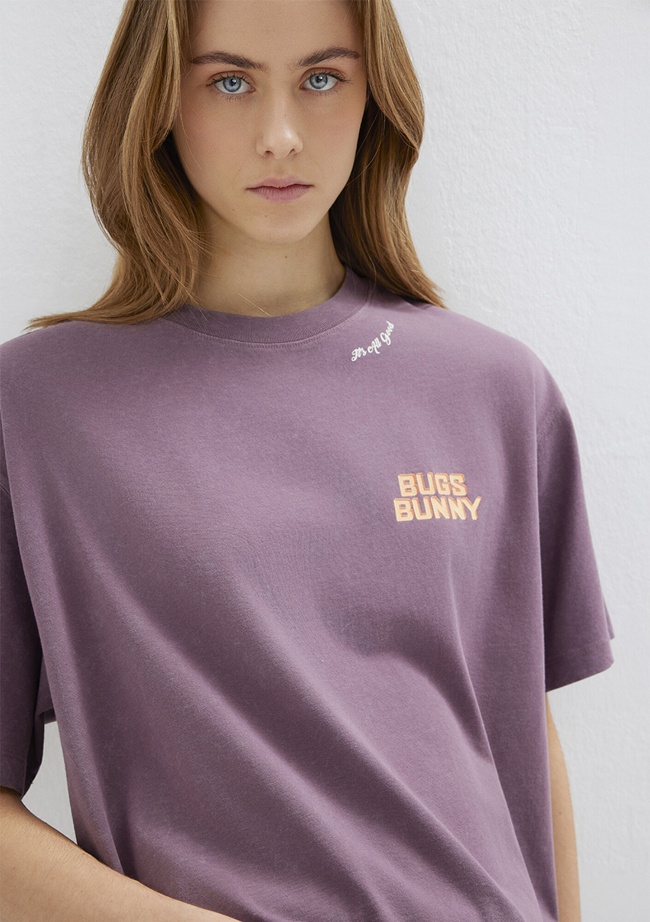  Mavi Bugs Bunny Baskılı Mor Tişört Oversize / Geniş Kesim 1614050-70650