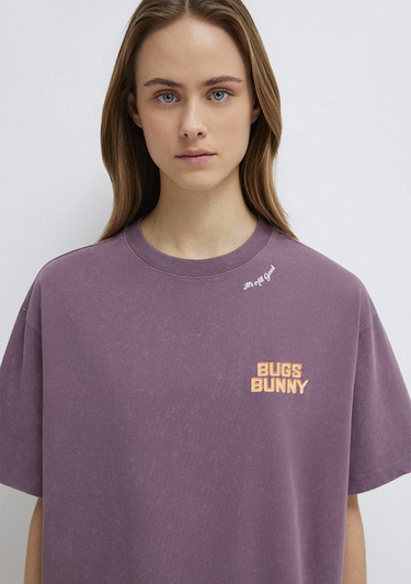  Mavi Bugs Bunny Baskılı Mor Tişört Oversize / Geniş Kesim 1614050-70650