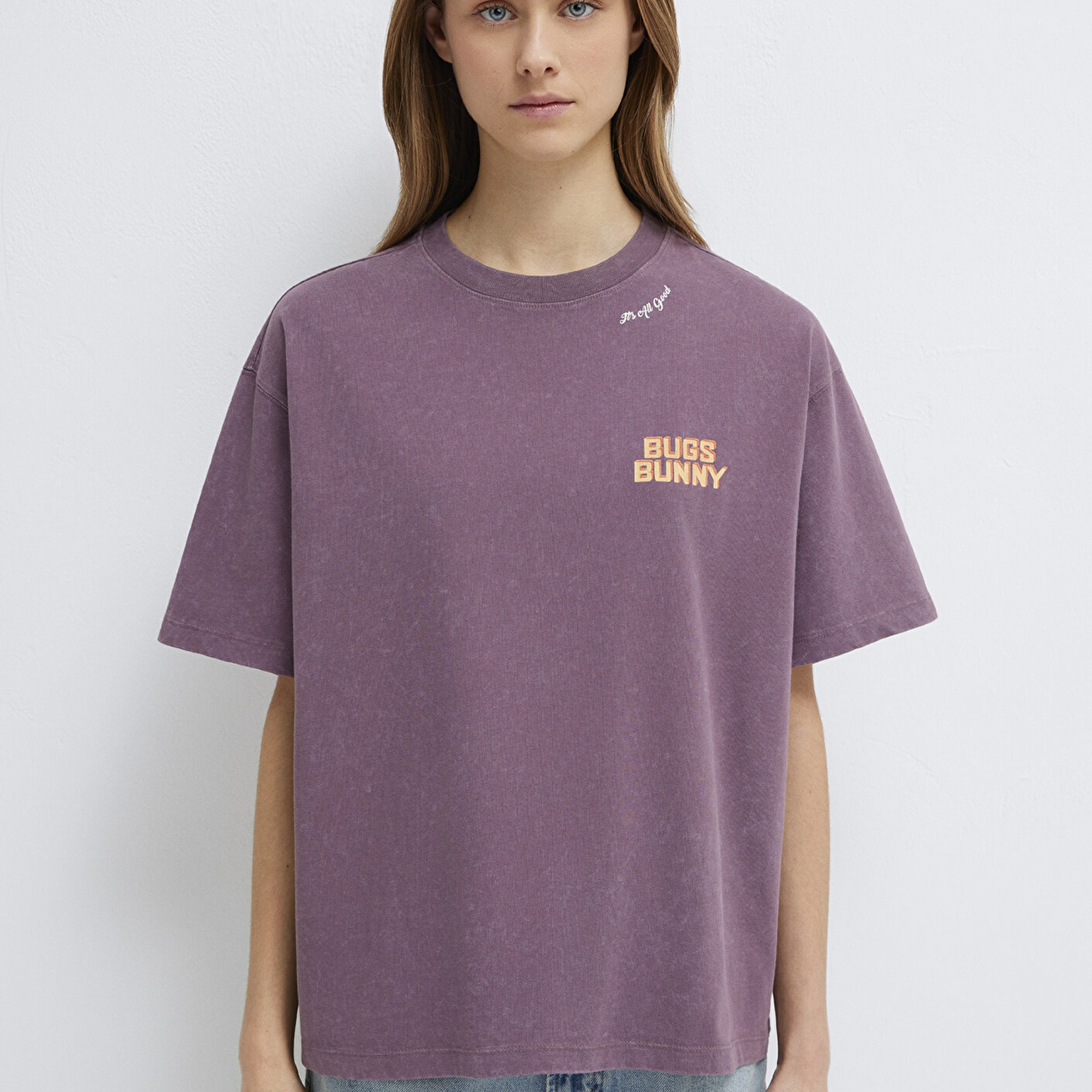 Mavi Bugs Bunny Baskılı Mor Tişört Oversize / Geniş Kesim 1614050-70650