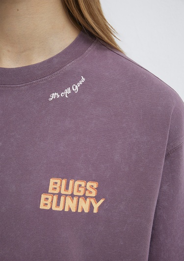  Mavi Bugs Bunny Baskılı Mor Tişört Oversize / Geniş Kesim 1614050-70650