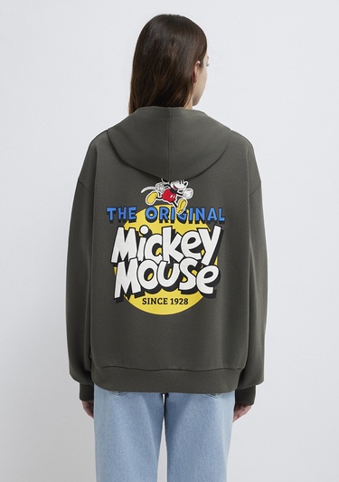  Mavi Mickey Mouse Sırt Baskılı Haki Sweatshirt 1S10521-71553