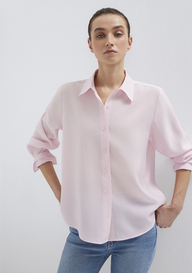  Mavi Pembe (TENCEL™) Gömlek Loose Fit / Bol Rahat Kesim 1211373-91004