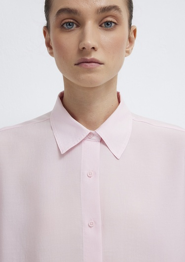  Mavi Pembe (TENCEL™) Gömlek Loose Fit / Bol Rahat Kesim 1211373-91004