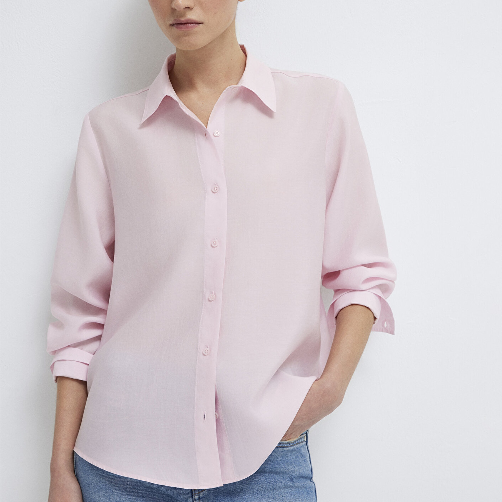 Mavi Pembe (TENCEL™) Gömlek Loose Fit / Bol Rahat Kesim 1211373-91004