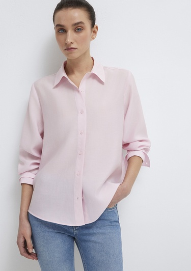  Mavi Pembe (TENCEL™) Gömlek Loose Fit / Bol Rahat Kesim 1211373-91004