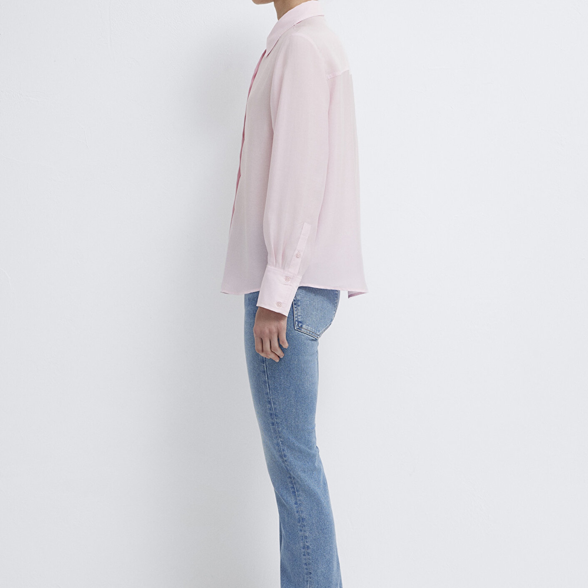 Mavi Pembe (TENCEL™) Gömlek Loose Fit / Bol Rahat Kesim 1211373-91004