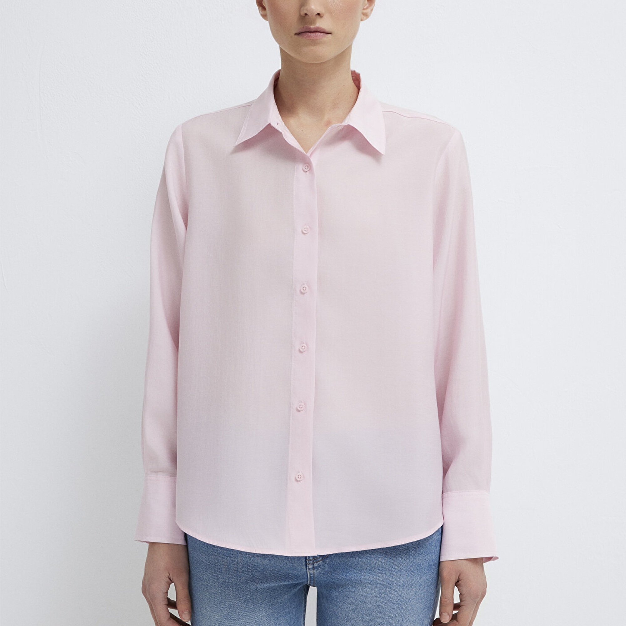 Mavi Pembe (TENCEL™) Gömlek Loose Fit / Bol Rahat Kesim 1211373-91004