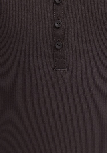  Mavi Uzun Kollu Kahverengi Tişört Fitted / Vücuda Oturan Kesim 1613843-70240