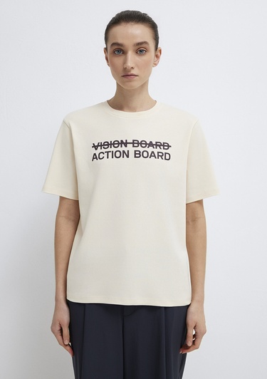  Mavi Baskılı Ekru Tişört Regular Fit / Normal Kesim 1613842-70005