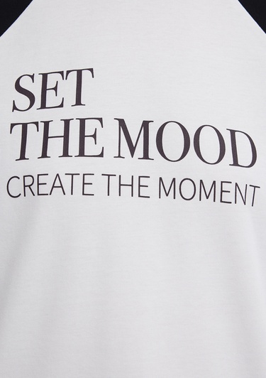  Mavi Baskılı Ekru Tişört Regular Fit / Normal Kesim 1613844-70057