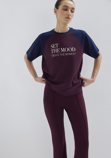  Mavi Baskılı Bordo Tişört Regular Fit / Normal Kesim 1613844-70434