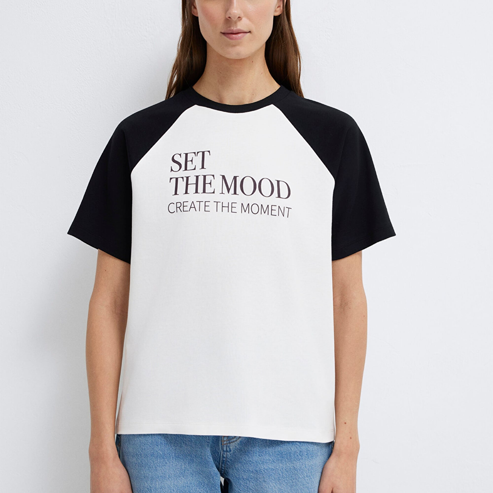 Mavi Baskılı Ekru Tişört Regular Fit / Normal Kesim 1613844-70057