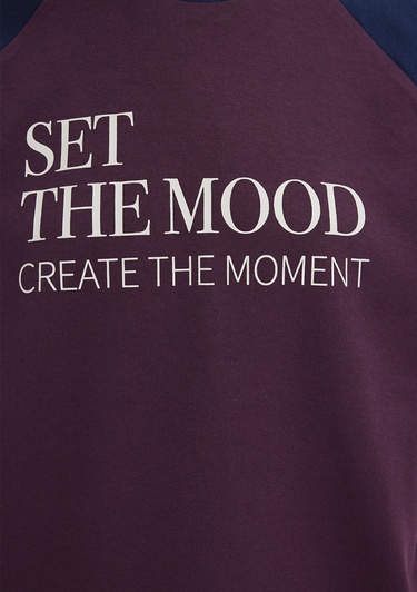  Mavi Baskılı Bordo Tişört Regular Fit / Normal Kesim 1613844-70434