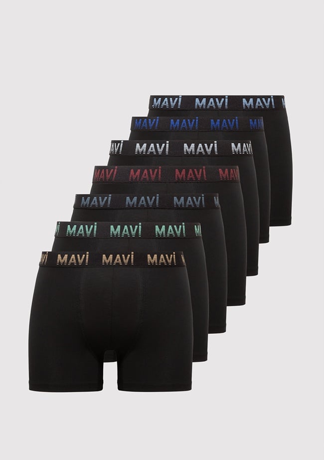  Mavi 7li Siyah Basic Boxer 0912287-900