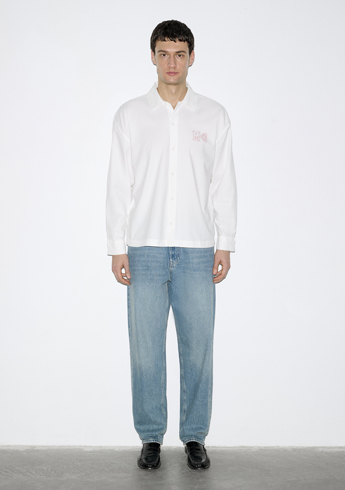  Mavi Beyaz Gömlek Oversize / Geniş Kesim 0211917-620