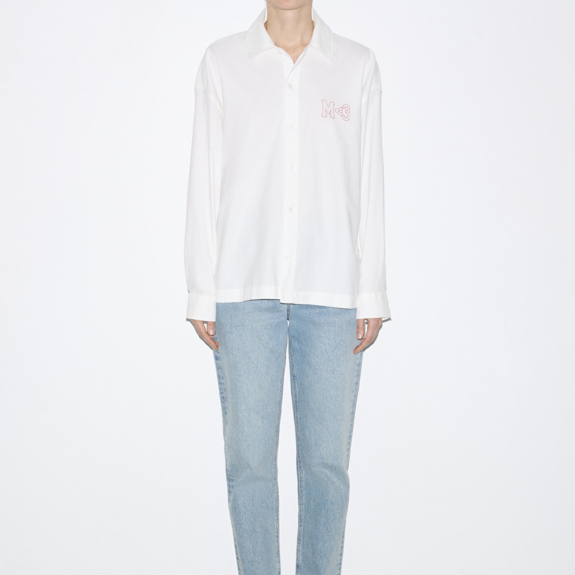 Mavi Beyaz Gömlek Oversize / Geniş Kesim 0211917-620