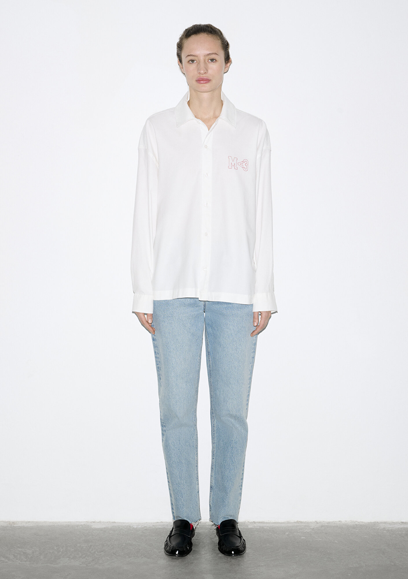  Mavi Beyaz Gömlek Oversize / Geniş Kesim 0211917-620