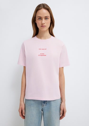  Mavi Baskılı Pembe Tişört Regular Fit / Normal Kesim 1614011-86953