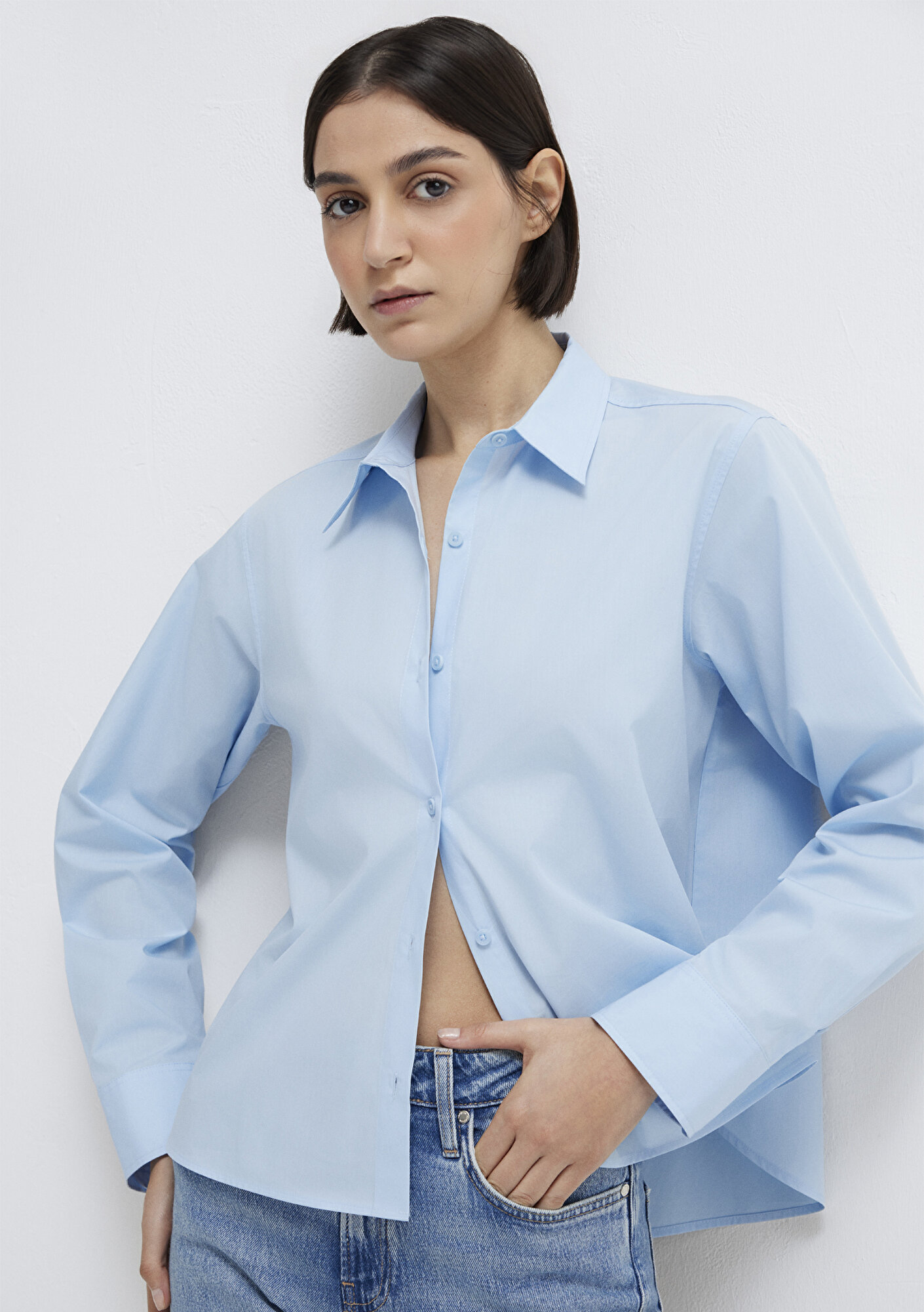  Mavi Mavi Gömlek Loose Fit / Bol Rahat Kesim 1211433-90160