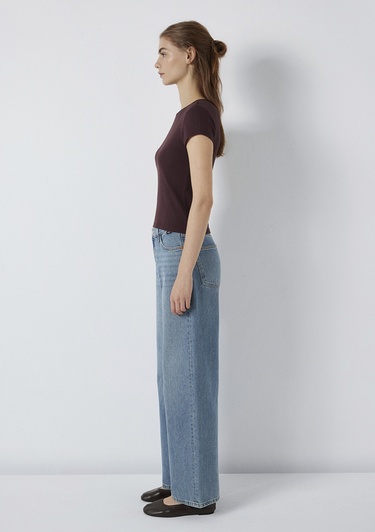  Mavi Kahverengi Basic Tişört Fitted / Vücuda Oturan Kesim 1613808-70223