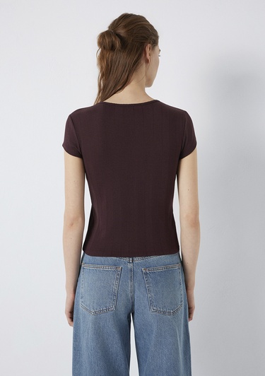  Mavi Kahverengi Basic Tişört Fitted / Vücuda Oturan Kesim 1613808-70223