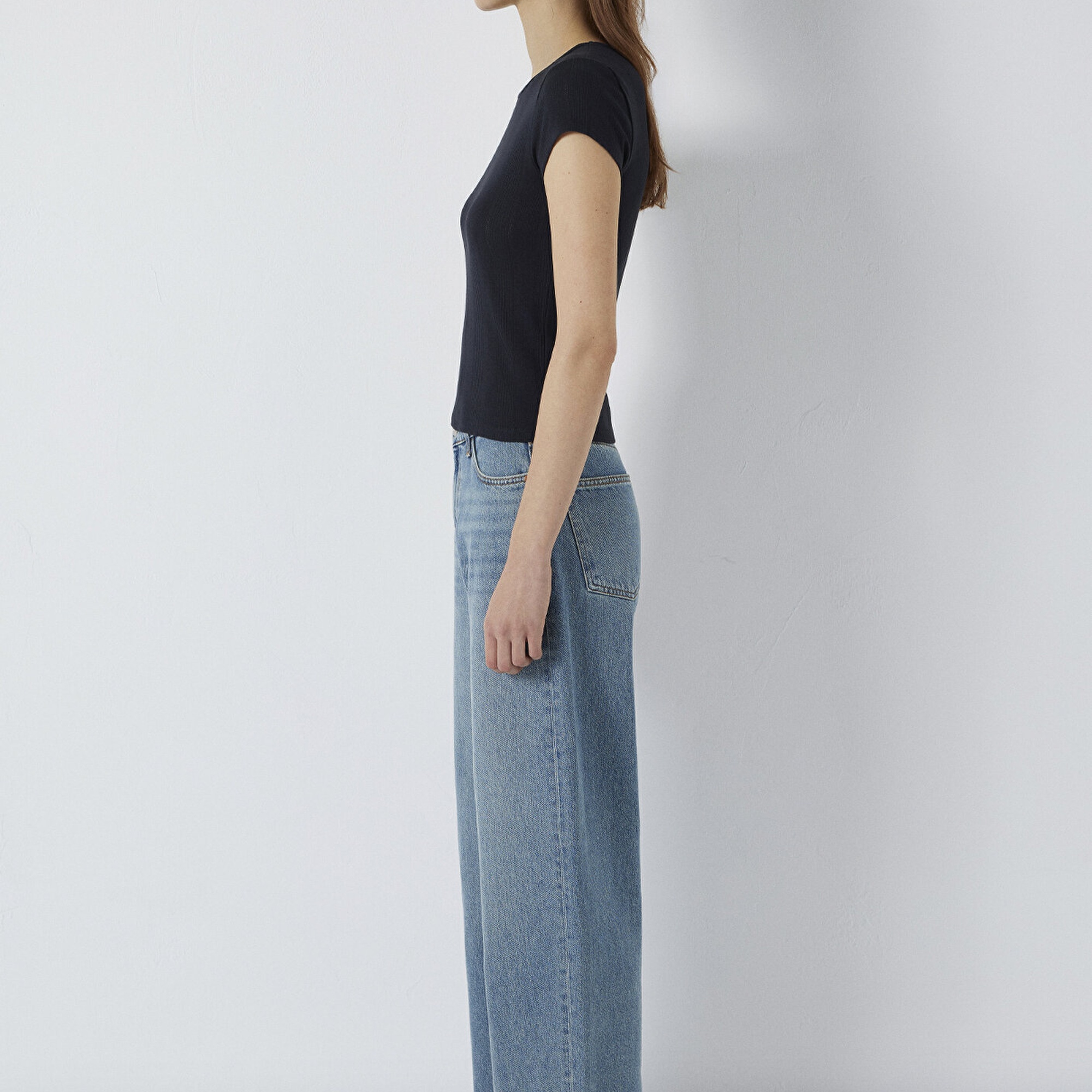 Mavi Lacivert Basic Tişört Fitted / Vücuda Oturan Kesim 1613808-70489