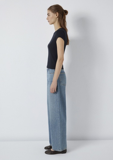  Mavi Lacivert Basic Tişört Fitted / Vücuda Oturan Kesim 1613808-70489