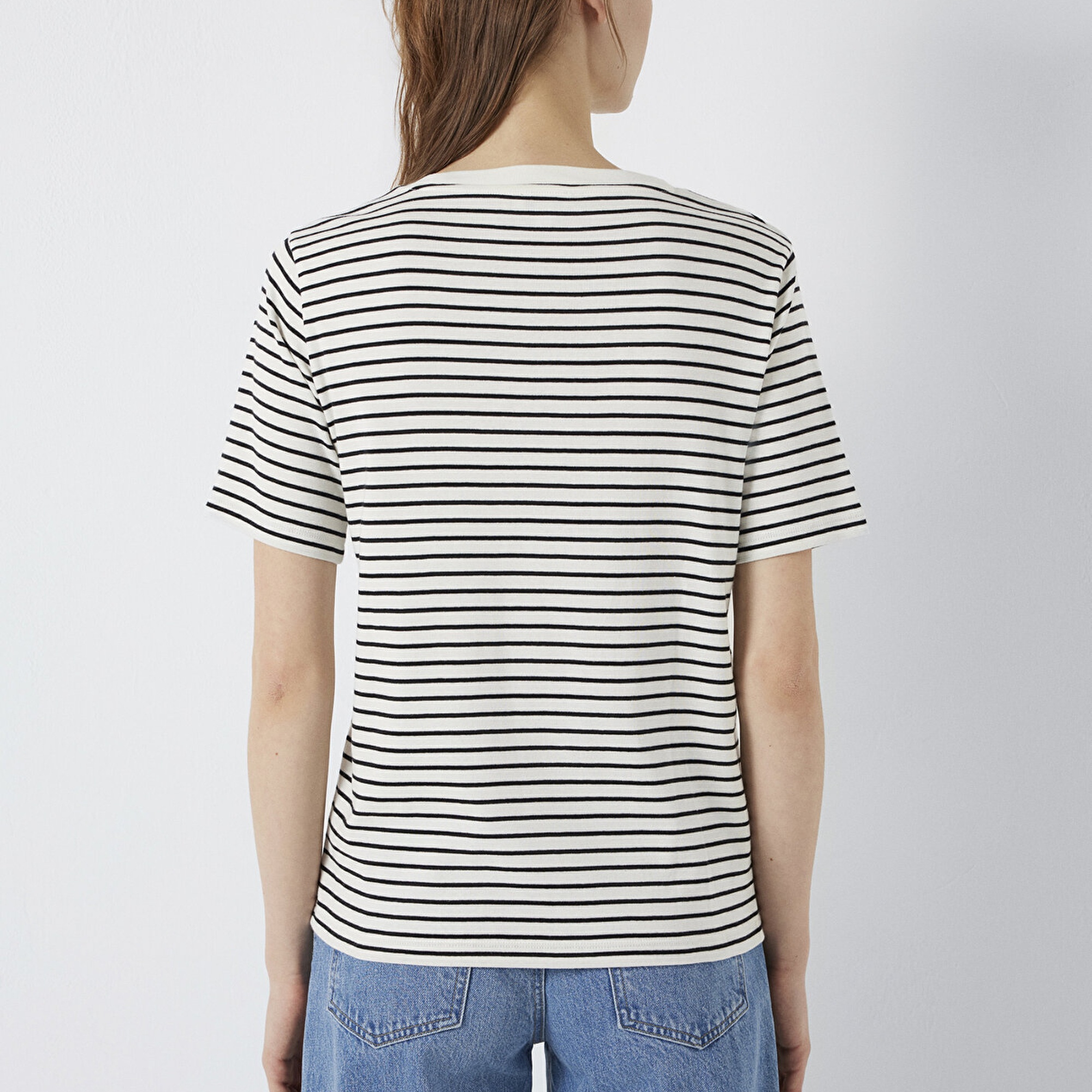 Mavi Mavi Logo Baskılı Çizgili Tişört Regular Fit / Normal Kesim 1613715-85143