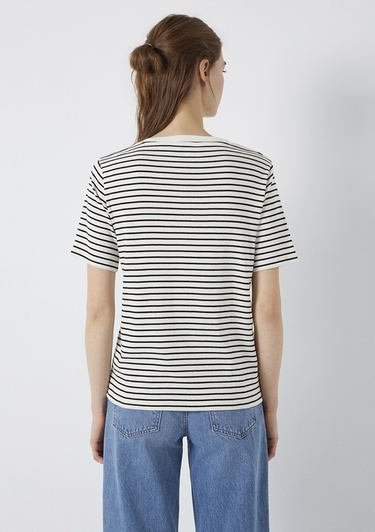  Mavi Mavi Logo Baskılı Çizgili Tişört Regular Fit / Normal Kesim 1613715-85143
