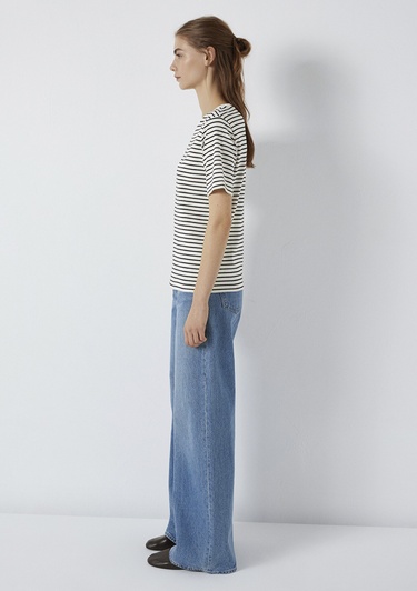  Mavi Mavi Logo Baskılı Çizgili Tişört Regular Fit / Normal Kesim 1613715-85143