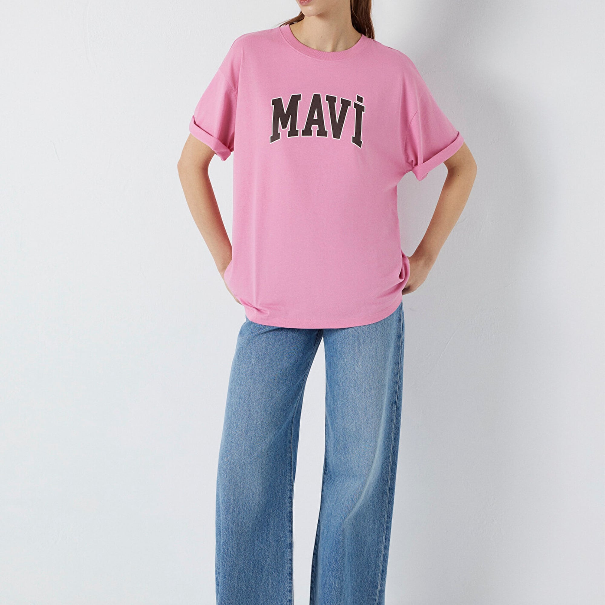 Mavi Mavi Logo Baskılı Pembe Tişört Oversize / Geniş Kesim 1600843-71063