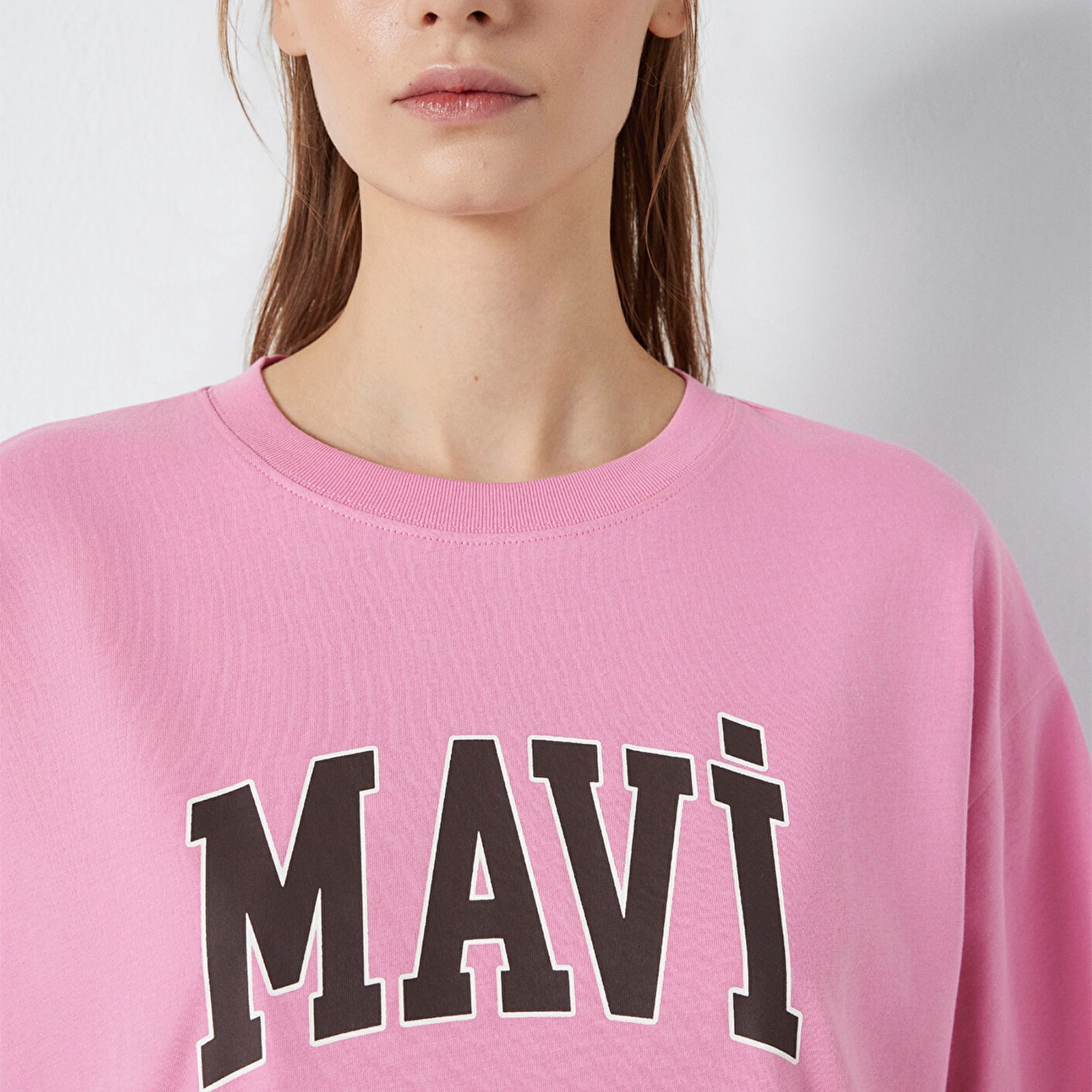 Mavi Mavi Logo Baskılı Pembe Tişört Oversize / Geniş Kesim 1600843-71063