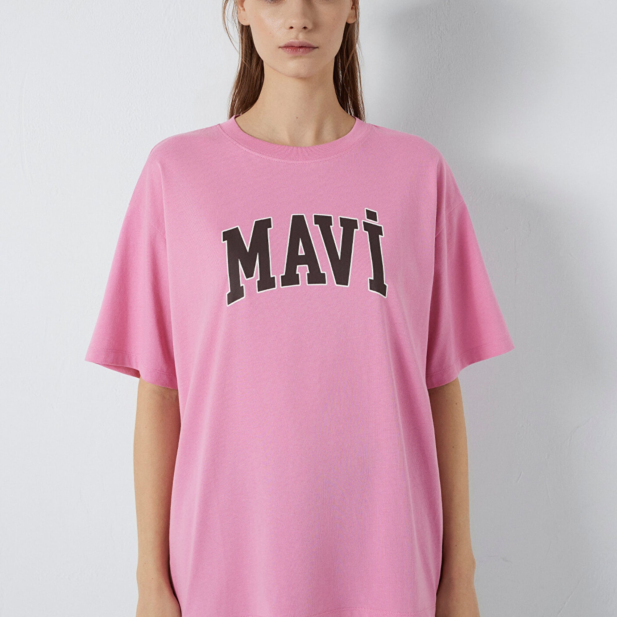 Mavi Mavi Logo Baskılı Pembe Tişört Oversize / Geniş Kesim 1600843-71063