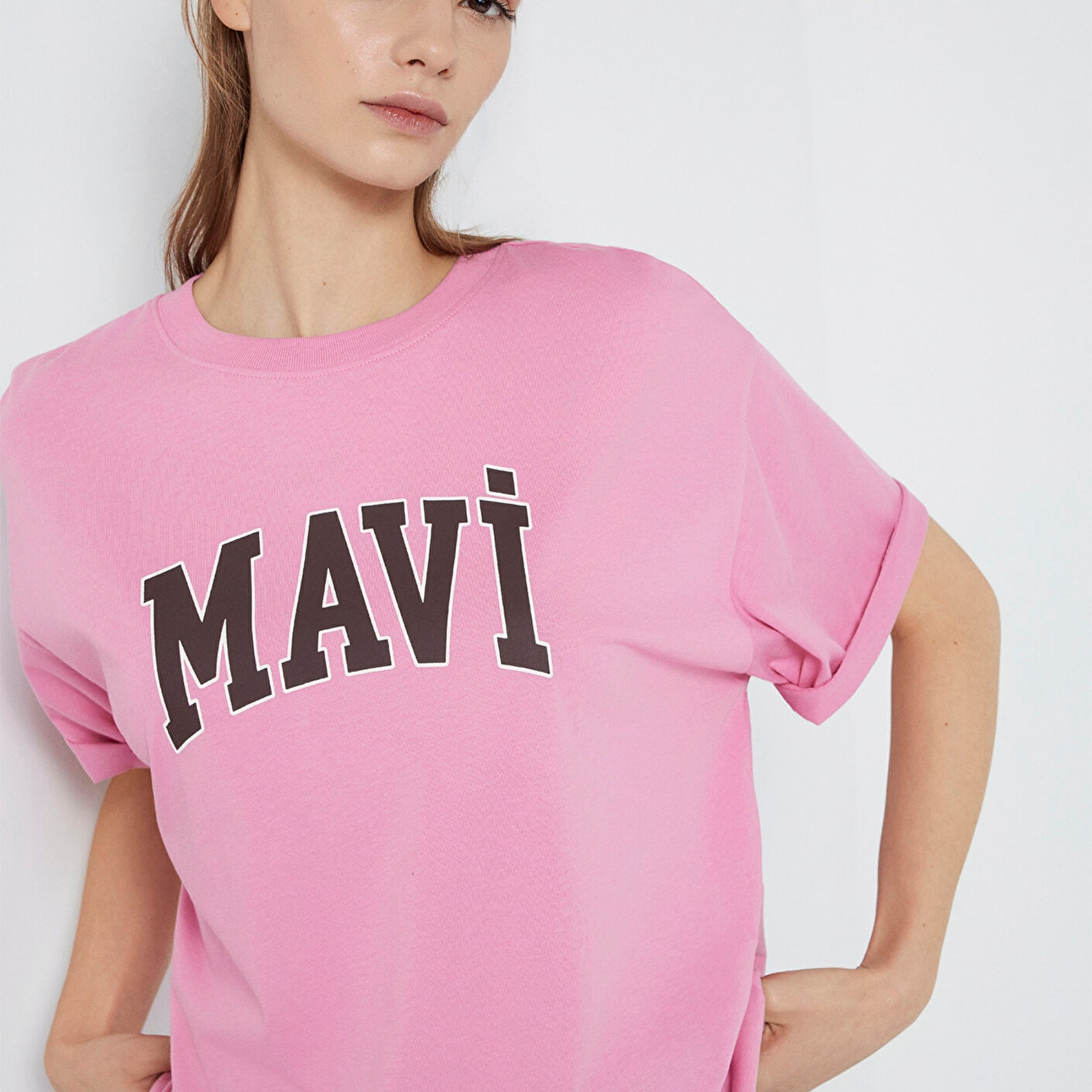Mavi Mavi Logo Baskılı Pembe Tişört Oversize / Geniş Kesim 1600843-71063