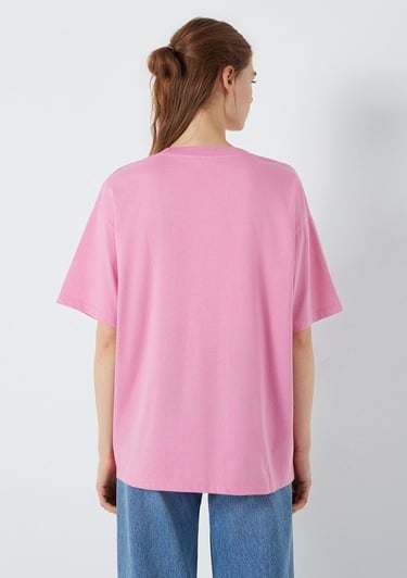  Mavi Mavi Logo Baskılı Pembe Tişört Oversize / Geniş Kesim 1600843-71063