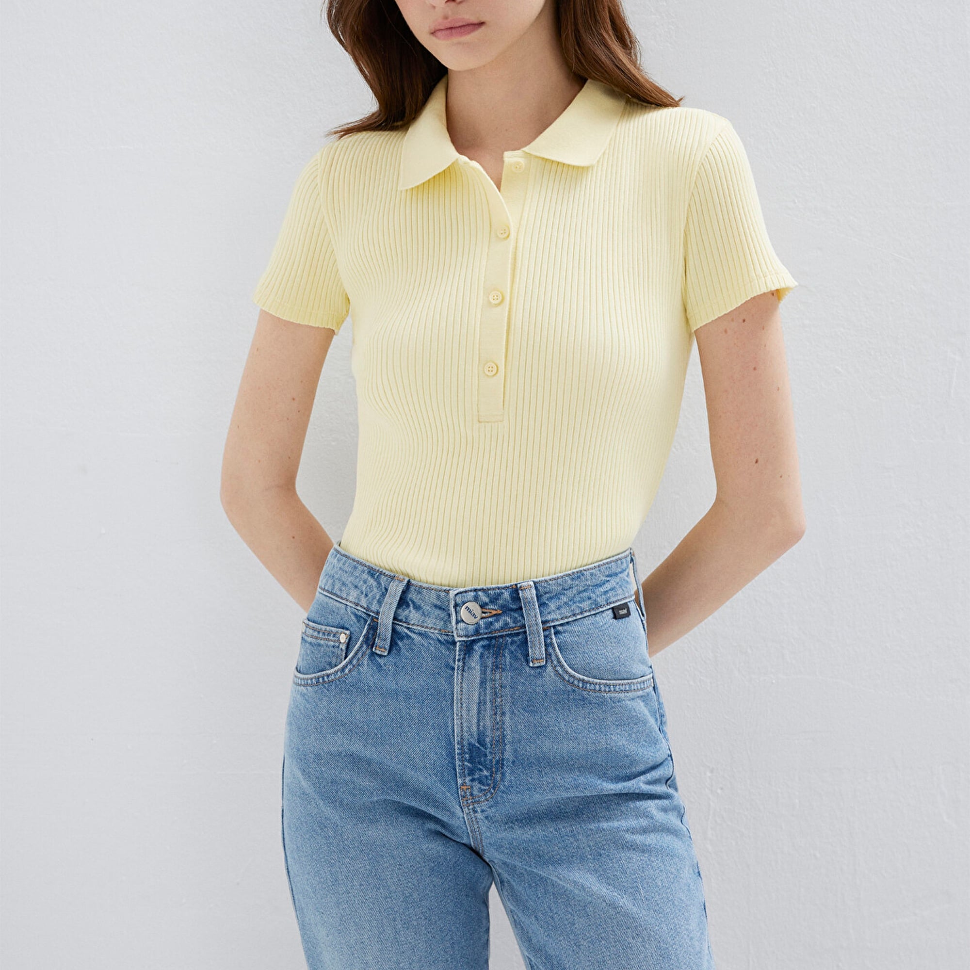 Mavi Sarı Polo Tişört Fitted / Vücuda Oturan Kesim 1613120-71305