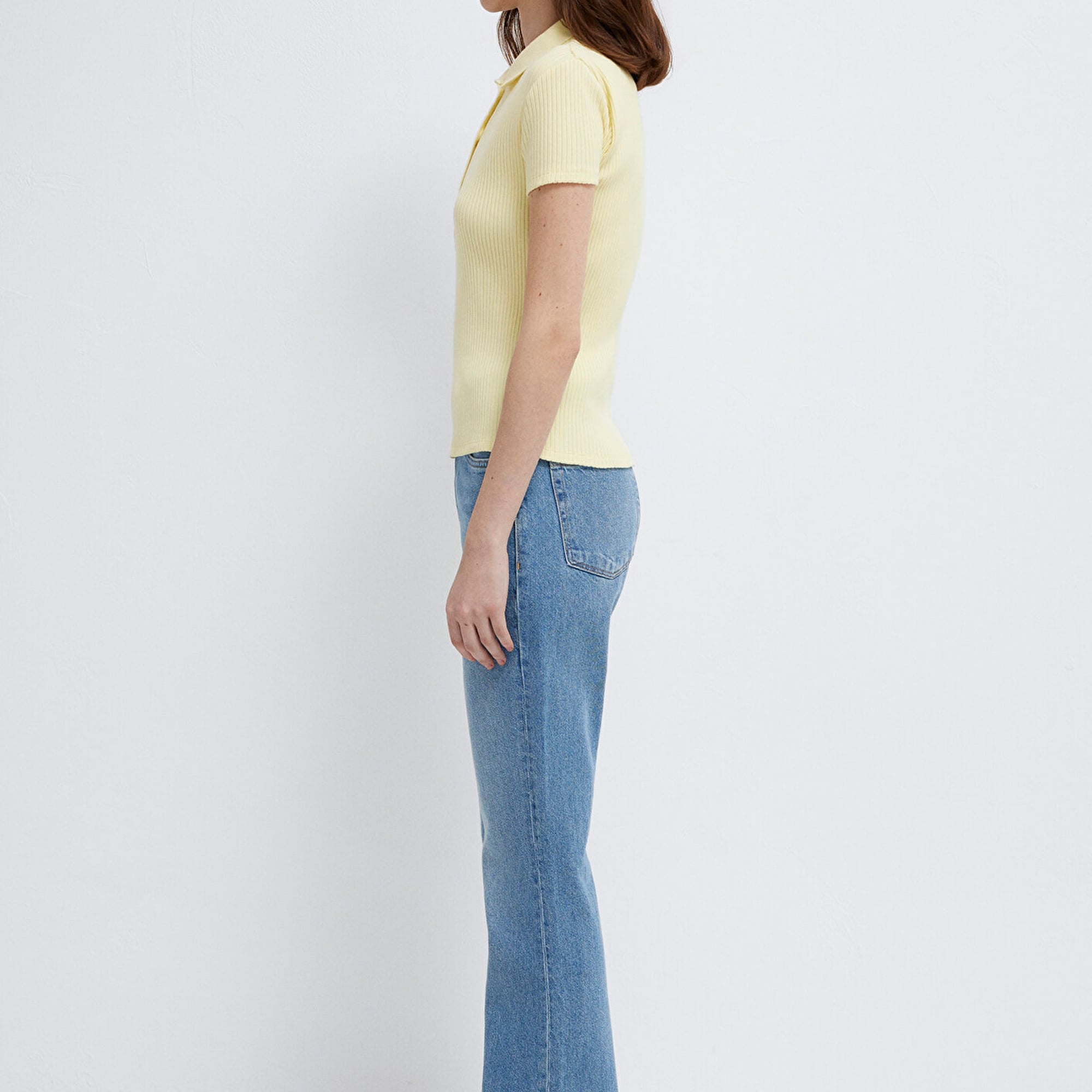 Mavi Sarı Polo Tişört Fitted / Vücuda Oturan Kesim 1613120-71305