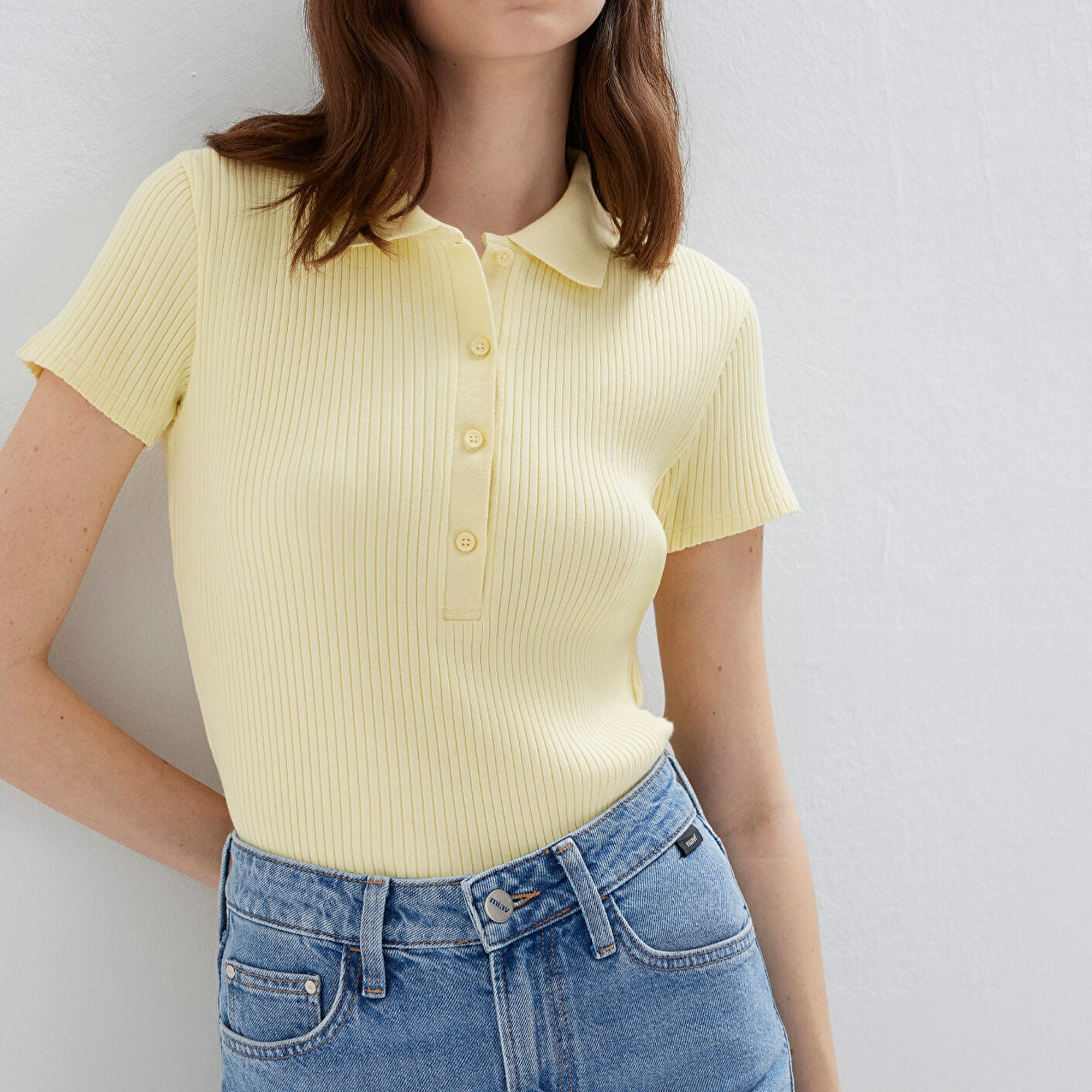 Mavi Sarı Polo Tişört Fitted / Vücuda Oturan Kesim 1613120-71305