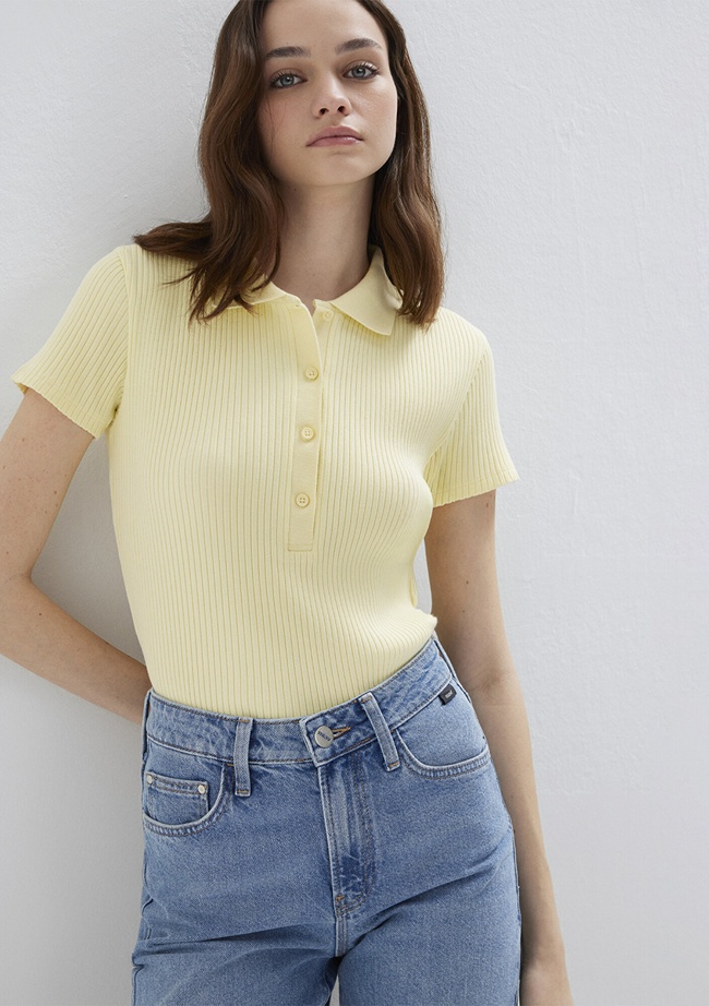  Mavi Sarı Polo Tişört Fitted / Vücuda Oturan Kesim 1613120-71305