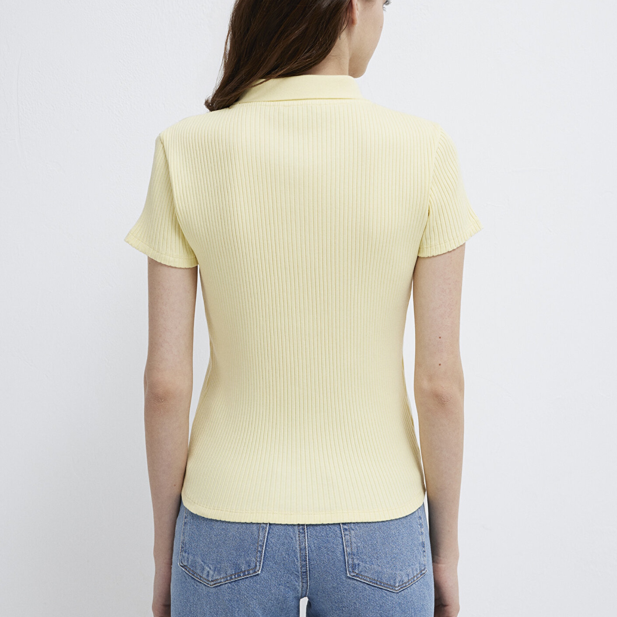 Mavi Sarı Polo Tişört Fitted / Vücuda Oturan Kesim 1613120-71305