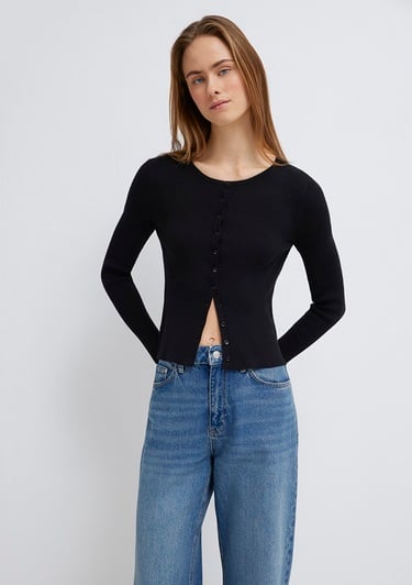  Mavi Siyah Hırka Fitted / Vücuda Oturan Kesim 1710846-900