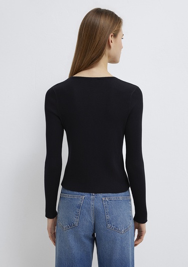  Mavi Siyah Hırka Fitted / Vücuda Oturan Kesim 1710846-900