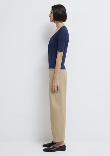  Mavi Düğmeli Lacivert Tişört Fitted / Vücuda Oturan Kesim 1613751-70497