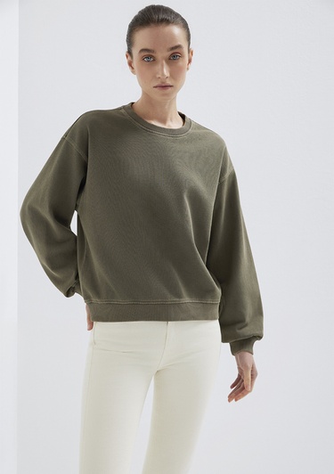  Mavi Bisiklet Yaka Haki Sweatshirt 1S10475-80769