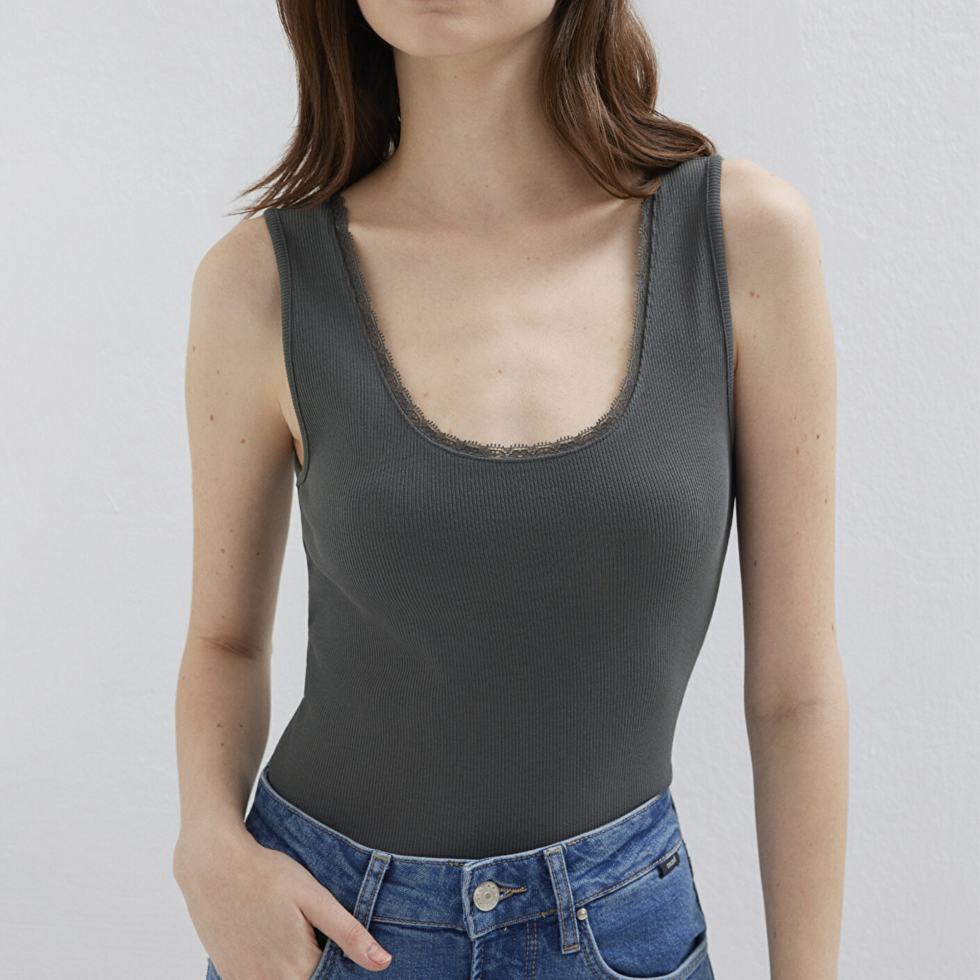 Mavi Gri Atlet Fitted / Vücuda Oturan Kesim 1613755-70088