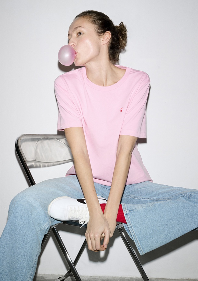  Mavi Pembe Tişört Regular Fit / Normal Kesim 1613752-86959